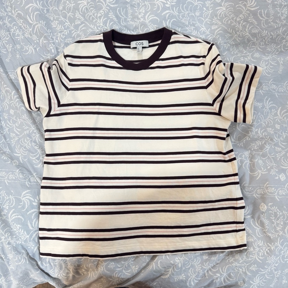 COS striped tee - chocolate brown, pink, cream